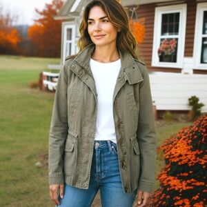 Y2K GAP Womens Army Jacket XS Chore Utility Military‎ Barn Khaki Grunge Field